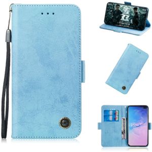 Multifunctionele horizontale Flip retro lederen draagtas met kaartsleuf & houder voor Galaxy J7 2018 (hemelsblauw)