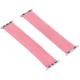 Single-turn nylon geweven horlogeband voor Apple Watch Series 6 & SE & 5 & 4 44mm / 3 & 2 & 1 42mm  Maat:M(Roze)