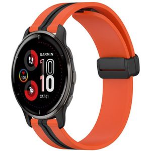 Voor Garmin Venu 2 Plus 20 mm opvouwbare magnetische sluiting siliconen horlogeband (oranje + zwart)