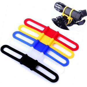 5 stuks siliconen band Mountain Road fiets fakkel telefoon zaklamp elastische bandage fiets licht mount houder (geel)