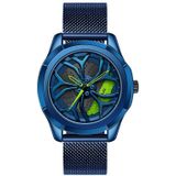 SANDA 1065 3D-uitgehold wiel niet-roteerbaar wijzerplaat Quartz horloge voor mannen  stijl: Mesh riem