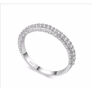 Dubbele rij voor Vrouwenmode Cubic Zirconia bruiloft verlovingsring  Ringmaat: 7 (wit goud adjunct-ring)