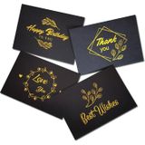 100 STUKS Bruiloft Zegenkaart Dank u Bericht Cadeau Decoratie Kaart Bronzing Bloem Wenskaart Gelukkige Verjaardag (Zwart)