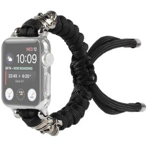 Skull Umbrella Cord gevlochten horlogeband voor Apple Watch Series 6 & se & 5 & 4 44mm / 3 & 2 & 1 42mm (zwart)