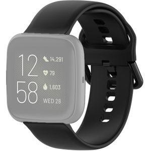 18mm Color Buckle Siliconen Polsband horlogeband voor Fitbit Versa 2 / Versa / Versa Lite / Blaze (Zwart)