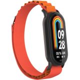 Voor Xiaomi Mi Band 8 metalen plug lus nylon horlogeband (zwart + oranje)