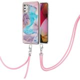 Voor Motorola Moto G Stylus 2021 Electroplating Pattern IMD TPU Shockproof Case met Neck Lanyard (Milky Way Blue Marble)