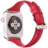 Eenvoudige manier lederen T Type horloge band voor Apple Watch serie 3 & 2 & 1 38mm(Red)