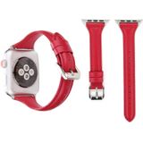 Eenvoudige manier lederen T Type horloge band voor Apple Watch serie 3 & 2 & 1 38mm(Red)