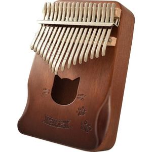 17 tone acacia houten duim piano kalimba muziekinstrumenten (brown-cat)