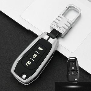 Auto Luminous All-inclusive Zink Alloy Key Beschermhoes Key Shell voor Ford D Style Folding 3-knop (Zilver)