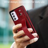 Voor Samsung Galaxy A82 5G Crazy Horse Texture Shockproof TPU + PU lederen hoesje met kaartsleuf en polsbandhouder (rood)