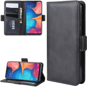 Portemonnee staan leer mobiele telefoon geval voor Galaxy A20E  met portemonnee & houder & kaartsleuven (zwart)