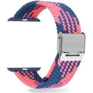 Gevlochten + roestvrij staal vervangende horlogebanden voor Apple Watch Series 6 & SE & 5 & 4 44mm / 3 & 2 & 1 42mm (Blauw Roze)