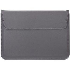 Universele envelop stijl PU lederen draagtas met houder voor uiterst dunne Notebook Tablet PC 15.4 inch  maat: 39x28x1.5cm(Grey)