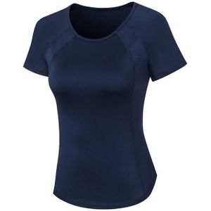 Strakke ronde hals Sport Korte mouw T-shirt voor dames (kleur: Navy Blue Size: XXL)