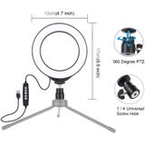 PULUZ 4 7 inch 12cm USB 10 modes 8 kleuren RGBW Dimbare LED ring Vloggen fotografie video lichten met koude schoen statief bal hoofd (zwart)