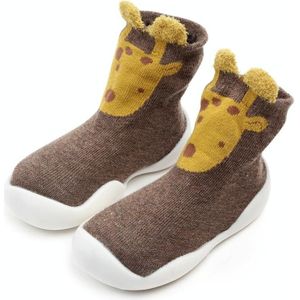 D2201 Kinderen Cartoon Buis Vloer Sokken Gebreide Zachte Bodem Baby Schoenen Sokken  Maat: 20-21 (Brown Deer)