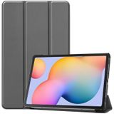 Voor Galaxy Tab S6 Lite 10 4 inch Custer Pattern Pure Color Horizontal Flip Leather Case met drie opvouwbare houder (grijs)