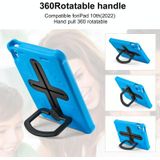 Voor iPad 10e Gen 10.9 2022 Schild 360 Rotatie Handvat EVA Shockproof PC Tablet Case(Blauw Zwart)