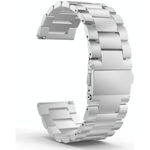 20mm drie platte gesp roestvrij staal vervangende horlogeband voor Samsung Galaxy Watch Active 2 / Amazfit GTS 2 (zilver)