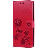 Rose relif horizontale Flip PU lederen case voor Samsung Galaxy J6 Plus  met houder & kaartsleuven & portemonnee (rood)