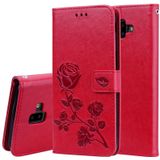 Rose relif horizontale Flip PU lederen case voor Samsung Galaxy J6 Plus  met houder & kaartsleuven & portemonnee (rood)