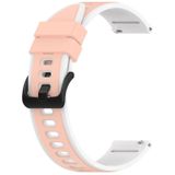 Voor Huawei Watch GT3 Pro 43 mm 22 mm tweekleurige siliconen horlogeband (roze + wit)