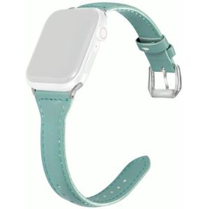 Universele T-vormige dunne lederen horlogeband voor Apple Watch Series 6 & se  5 & 4 44 mm / 3  2 & 1 42 mm (groen)