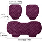 3 STKS/set luxe warme autostoel cover kussen universele front achterbank covers auto anti-slip stoel pad warme Automatten geen terug pluche kussen (paars)