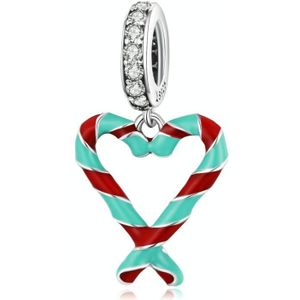 S925 Sterling Silver Heart Candy Cane Hanger DIY Armband Necklace Accessoires