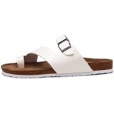 Couple Cork Slippers Men Summer Flip-flops Beach Sandals  Size: 46(White)