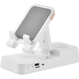 Multifunctionele desktopstandaard voor mobiele telefoon en tablet met Bluetooth-luidspreker (wit)
