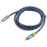 EMK 8mm RCA male tot 6mm RCA male vergulde plug grid nylon gevlochten audio coaxkabel voor Speaker versterker mixer  lengte: 2m (blauw)