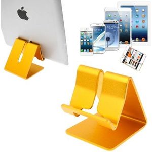 Aluminium Stand Desktop houder voor iPad  iPhone  Galaxy  Huawei  Xiaomi  HTC  Sony  en andere mobiele telefoons of Tablets(Gold)