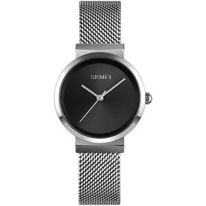 Skmei 1595 Fashion Elegant Schaal Gratis Steel Mesh Belt Dames Horloge Waterdicht Business Student Quartz Watch Vrouw (Zilver)