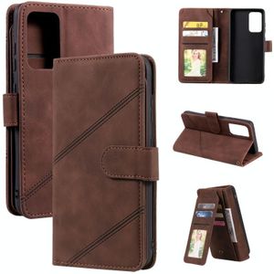 Voor Samsung Galaxy A52 5G / 4G Huid Feel Business Horizontale Flip PU Lederen Case met Houder & Multi-Card Slots & Portemonnee & Lanyard & Photo Frame (Brown)