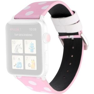 Fashion Wave Dot Series Lederen Vervangende Horlogebanden Voor Apple Watch Series 6 & SE & 5 & 4 44mm / 3 & 2 & 1 42mm (White Wave Dots Pink)