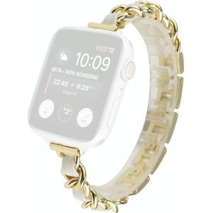 Kleine taille roestvrijstalen band horlogeband voor Apple Watch Series 6 & SE & 5 & 4 40mm / 3 & 2 & 1 38mm (goud wit)