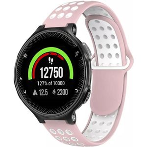 Voor Garmin Forerunner 235 tweekleurige geperforeerde ademende siliconen horlogeband (roze + wit)