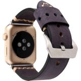 Voor Apple Watch serie 3 & 2 & 1 42mm dikke hechtingen Retro lederen pols horloge Band(Blue)