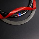Driekleur Carbon Fiber auto hoorn cirkel decoratieve sticker voor BMW E90/E84/320i/325i