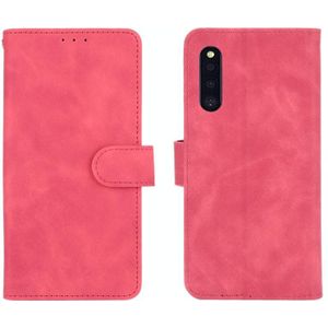 Voor Samsung Galaxy A41 (Japanse versie) Solid Color Skin Feel Magnetic Buckle Horizontale Flip Kalf textuur PU Lederen case met Holder & Card Slots & Wallet(Rose Red)