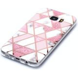 Voor Galaxy S7 edge Plating Marble Pattern Soft TPU Protective Case (Pink)