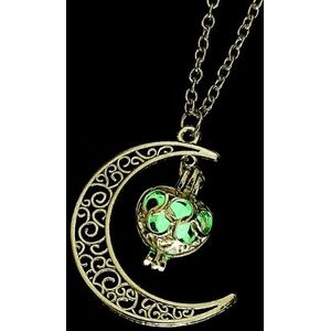 Vrouwen maan gloeiende lichtgevende edelsteen charme ketting sieraden (groen)