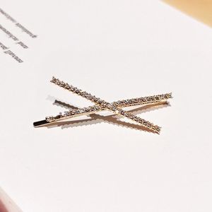 10 stks X-vormige Cross Strass Volledige Diamond Haar Clip Tienermeisjes Hoofdtooi (Goud)