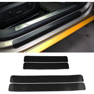 5 sets auto drempel koolstof fiber sticker auto deur kras strip anti-kick film beschermende pad drempel strip  kleur: 4 stuks / set 4d zwart