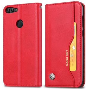 Knead huidtextuur horizontale Flip lederen case voor Huawei P Smart/Enjoy 7S  met foto frame & houder & kaartsleuven & portemonnee (rood)