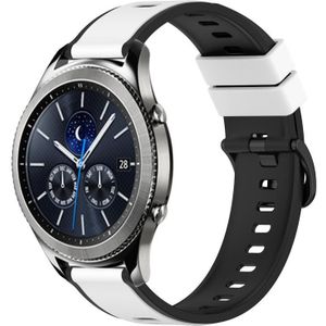 Voor Samsung Gear S3 Classic 22 mm tweekleurige siliconen horlogeband (wit + zwart)