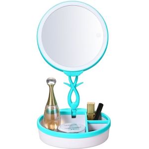 Multifunctionele Fashion Touch schakelaar USB opladen kleurrijke make-up spiegel LED Desk Lamp sfeer licht met opbergdoos  DC 5V(Blue)